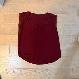 Ann Taylor Deep Red Lace Blouse